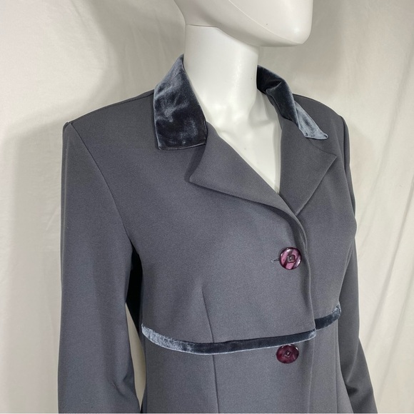My Michelle Dress Length Lightweight Velvet Collar Jacket - Picture 2 of 7